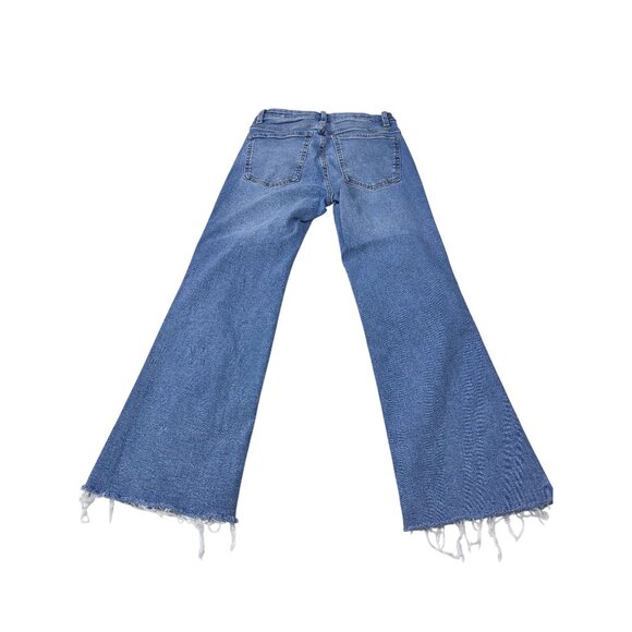 MNG Sienna Womens Wide-Leg Frayed Hem Blue Denim Jeans EUR 36 USA 4 - Picture 2 of 11